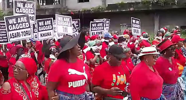 AGAIN, WOMEN PROTEST AGAINST EMERGENCY RULE IN RIVERS