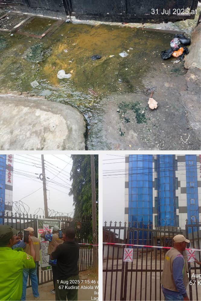 Lagos Shuts Down Plaza Over Raw Sewage Discharge into Public Drain